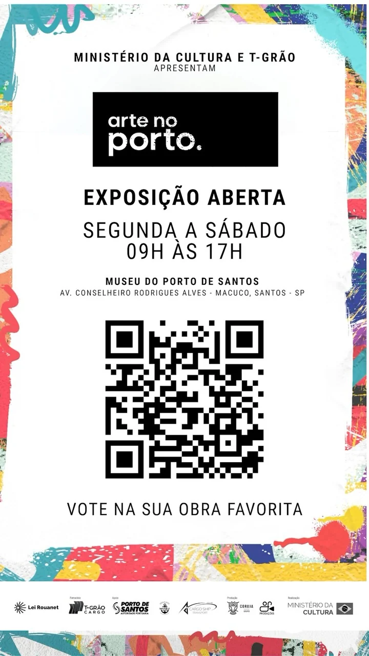 Cartaz da exposição com QR code da votação